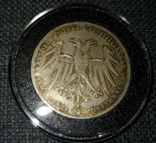 German States Frankfurt Am Main 2 Gulden 1848 - Ancient Silver Coin In Hard Case