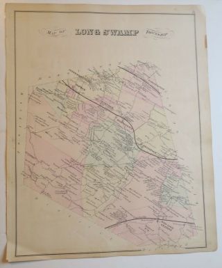 1876 Hand - Colored Map Of Long Swamp Township,  Topton,  Berks County,  Pa,  Rrs