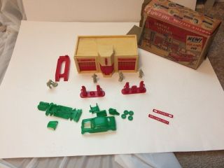 Marx,  Service Station,  With 4 " Take Apart Car,  C.  1953,  Box Missing Flaps.  8 - 1/4 " W