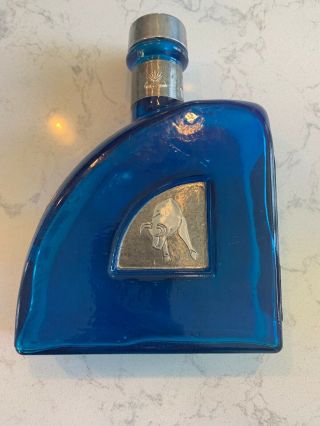 Aha Toro Tequila Blanco Bottle Blue With Silver Cork Cap Empty 750ml