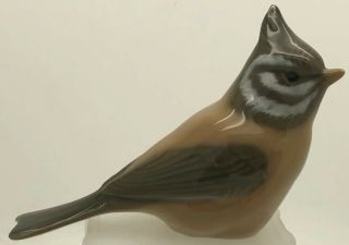 Royal Copenhagen Crested Tit Bird Figurine 1506 Denmark Peter Herold 4” Lng