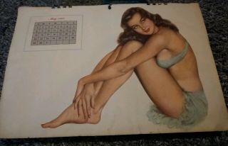 May 1949 Vintage Al Moore Pin - Up Girl Calendar Page Vargas Girl