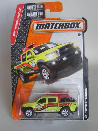 Matchbox 2015 75 Toyota Tacoma Truck Neon Yellow " Official Vehicle " Us Card Moc