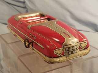 Vintage Red Marx Tin Wind Up Toy Car With Key - - Not Complete
