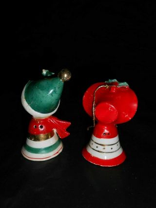 Vintage Lefton Christmas Boy and Girl Bells Ornaments 1146 2