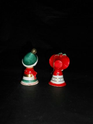 Vintage Lefton Christmas Boy and Girl Bells Ornaments 1146 3