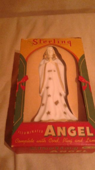 Vintage Sterling Illuminated Christmas Angel Tree Topper Orig Box