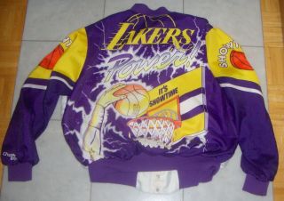 Vintage 90`s Los Angeles Lakers Fanimation Satin Jacket By Chalk Line - Xl - Usa