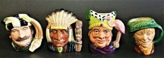 4 Royal Doulton Character Jugs Trapper Arriet Ugly Duchess North American Indian