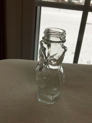 Vintage Clear Glass Owl Jar Candy Container ?