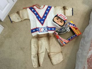 Vintage Ben Cooper Evel Knievel Costume And Mask 1974 Size S (4 - 6)
