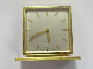 Tiffany & Co Vintage Swiss Brass Travel Mantle Desk Alarm Clock 15 Jewels