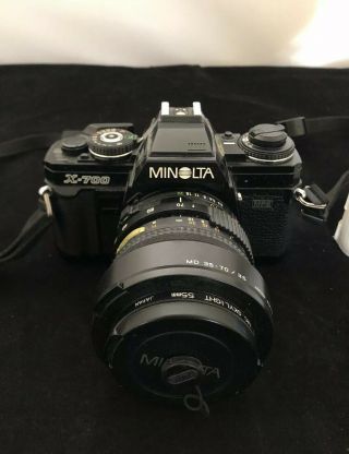 Vintage Minolta X - 700 35mm SLR Film Camera w/ MD XR DI 35 - 70mm f3.  5 lens 2