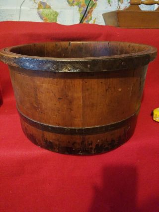 Primitive Vintage Staved Wooden Sap,  Syrup,  Apple Bucket Hand Made.