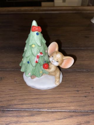 Homco Christmas Tree And Mouse Figurine 8905