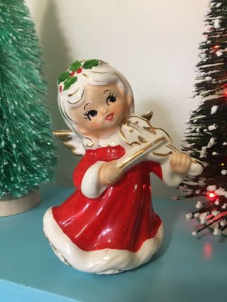 Vintage Norcrest Christmas Angel Playing Violin Figurine Japan