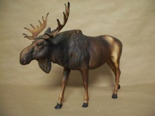 Breyer Bull Moose Elk Full Figure Dark Brown Figurine 7 1/2 Inch Rack