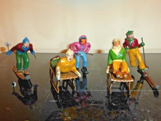 Vintage Collectible Skiing Winter Sports Miniature Metal Toys Made In France