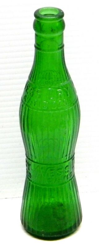 Green Glass Soda Bottle Vess Dry 6 ½ Fl Oz Greensburg Pa Wasp Shape