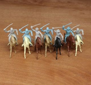 1961 Marx Giant Blue & Gray Civil War Play Set Mounted Figures,  Horses