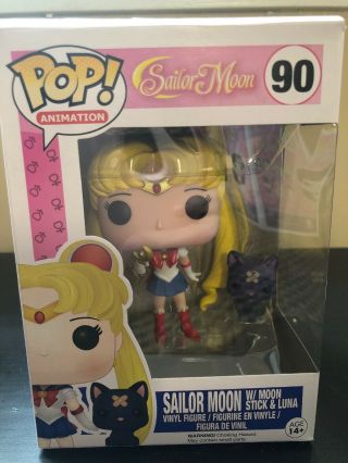 Funko Pop Sailor Moon With Moon Stick & Luna Cat Hot Topic Exclusive Figure 90