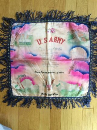 Wwii Sweetheart Us Army Pillow Cover Camp Gordon Johnston Florida Carrabelle