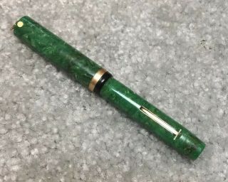 Vintage " Sheaffer Lifetime " Fountain Pen - Jade Green - Ring Top - 14k Nib - Usa 1930s