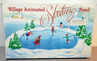 Dept 56 Village Animated Skating Pond Christmas Winter Display 52299 Complete