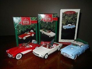 3 Hallmark Keepsake Ornaments 1991,  92,  93 American Classic Car Series 1,  2,  3