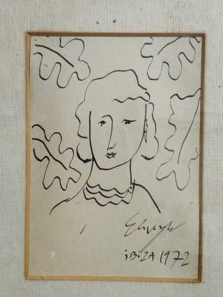 Signed Ancient Painting Drawing Pablo Picasso Modigliani Style Matisse Ink