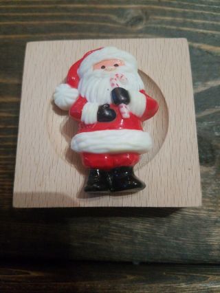 Hallmark Pin Christmas Vintage 1977 Santa Claus With Candy Cane Holiday Brooch