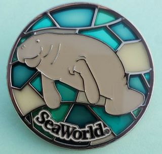 Seaworld Pin — Stained Glass Manatee/retired/collectable
