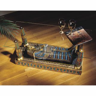 Ancient Egyptian Sarcophagus Of King Tut Luxor Sculptural Glass Topped Table