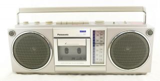 Vtg 1980s Panasonic RX - 4930 Stereo AM - FM Cassette Tape Player Boom Box Silver 2