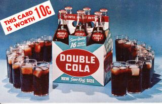 16 Oz Double Cola Advertising Postcard - Soda Pop