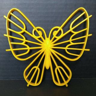 , Burwood Products Butterfly Wall Hanging Yellow Plastic Art 1977 Vintage