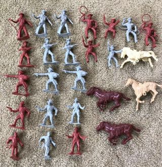 Marx Rifleman Playset Action Figures And Horses 25 In All Htf Grey Brown Cream