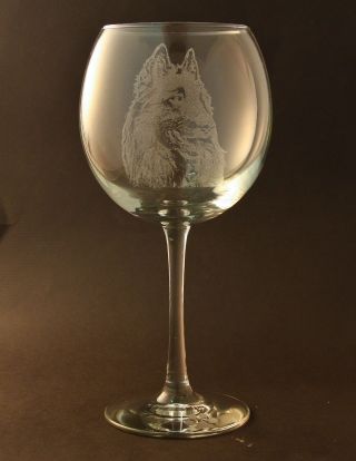 Etched Belgian Tervuren On Large Elegant Wine Glasses - Set Of 2