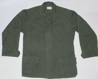 Vtg 1970 Us Army Vietnam War Rip - Stop Poplin Slant Pocket Coat/shirt Og - 107 M