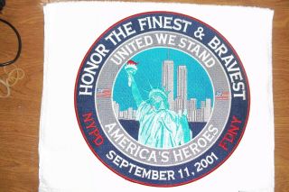 9/11 Nypd Fdny Large Patch 12 " Statue Of Liberty Twin Towers World Trade Center