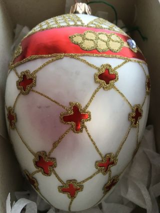 Christopher Radko Hand Decorated Noel Faberge Egg Glass Ornament
