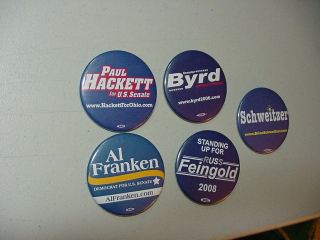 5 Franklen,  Byrd,  Feingold,  Hackett,  Schweitzer For Us Senate Campaign Pin Button