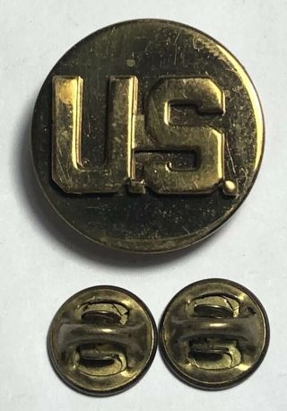 Vintage Army Military U.  S.  Brass Double Pin Krew G - I Patina Collar Pin