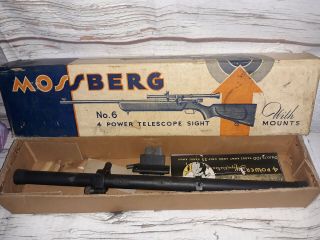 Vintage Mossberg No.  6 4 Power Telescope Sight With Mounts