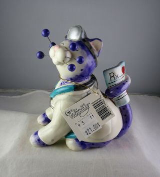 Amy Lacombe Whimsiclay Cat Figurine Dr.  Bell Catwell 2