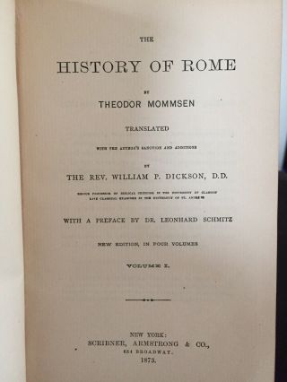 The History Of Rome By Theodor Mommsen - 1873 4 Vol.  Set With Fold Out Maps 2