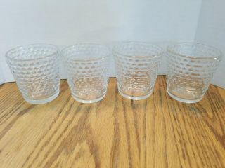 4 Vintage Hobnail Clear Glass Tea Light Candle Votive Holder 2.  5 " Made In Mexico