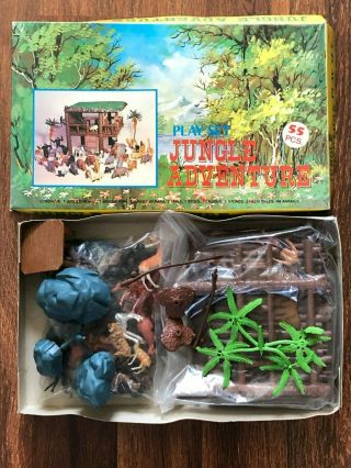 Vintage Jungle Adventure Play Set Hong Kong Like Tarzan Plastic Figures
