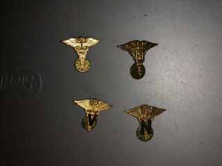 4 Different World War Ii To Vietnam War Us Army Officer Medical Corps Pins