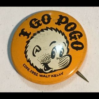 1952 I Go Pogo Pogo For President Tin Litho Pinback Button Walt Kelly